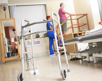 senior woman walker physical therapy
